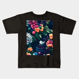 Dark Hydrangeas Abstract Artwork Kids T-Shirt